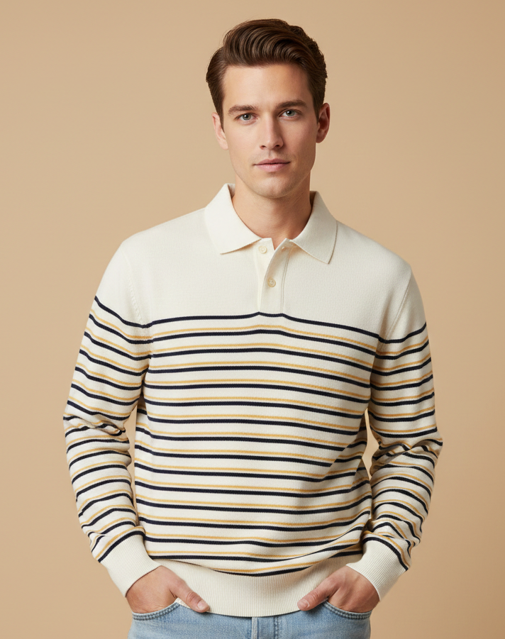 Unisex Striped Collared Sweatshirt - Trendy, Comfortable & Perfect for All Seasons